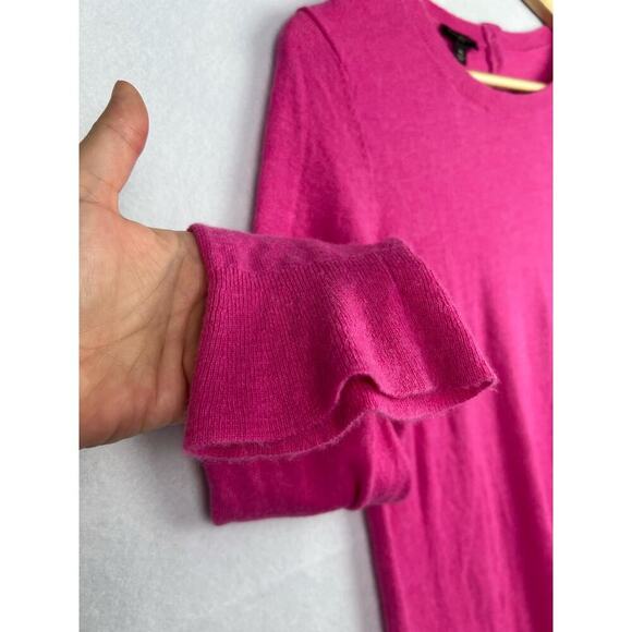 Talbots M Petite Fuchsia Pink Lambswool Lightweight Flounce Bell Sleeve Sweater - Picture 5 of 10